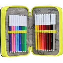 ASTUCCIO TRIPLO 3 CERNIERE YUB MURALES BLACK ACCESSORIO SCUOLA PORTAPASTELLI