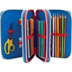 ASTUCCIO TRIPLO 3 SCOMPARTI ZIP 3 PIANI SCUOLA POWER PLAY PORTAPASTELLI