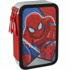 ASTUCCIO TRIPLO SPIDERMAN 3 ZIP COMPLETO ACCESSORIATO BAMBINI SCUOLA