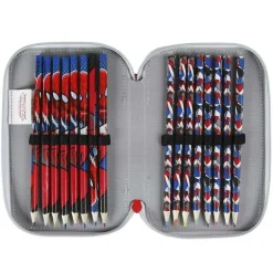 ASTUCCIO TRIPLO SPIDERMAN 3 ZIP COMPLETO ACCESSORIATO BAMBINI SCUOLA