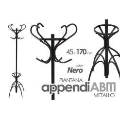 ATTACCAPANNI APPENDIABITI PIANTANA IN METALLO GANCI MODERNO NERO 45X170CM 756658