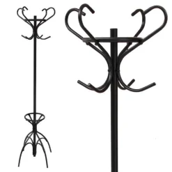 ATTACCAPANNI APPENDIABITI PIANTANA IN METALLO GANCI MODERNO NERO 45X170CM 756658