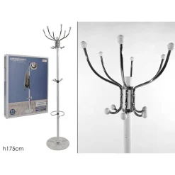 ATTACCAPANNI APPENDIABITI DA TERRA CON 17 GANCI IN METALLO CROMO BIANCO BASE IN MARMO 175CM