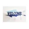 ATTACCAPANNI APPENDINO 3 GANCI PARETE LEGNO PESCE WELCOME STILE MARINO