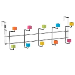 ATTACCAPANNI PER PORTA APPENDIABITI IN METALLO 10 POSTI POMELLI COLORATI 50X21CM