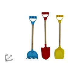 ATTREZZI MARE SPIAGGIA MANICO IN LEGNO PALA RASTRELLO VANGA 3 MODELLI ASSORTITI