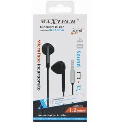AURICOLARE CON FILO 1.2 MT IN-EAR CUFFIE AUX 3.5 MM MICROFONO 4D SOUND AU-8T006