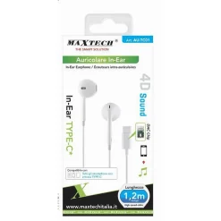 AURICOLARE IN-EAR CUFFIE 1.2MT CONNETTORE TYPE-C DAC CHIP PER SMARTPHONE AU-TC01