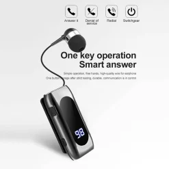 AURICOLARE IN-EAR WIRELESS BT5.2 RETRATTILE VIVAVOCE CLIP STEREO CON MICROFONO K55