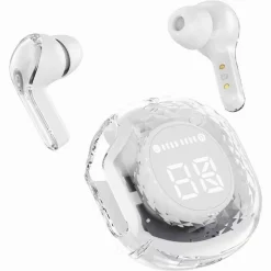 AURICOLARI BLUETOOTH 5.3 TRASPARENTI ULTRAPODS PRO CON COFANETTO DI RICARICA LED