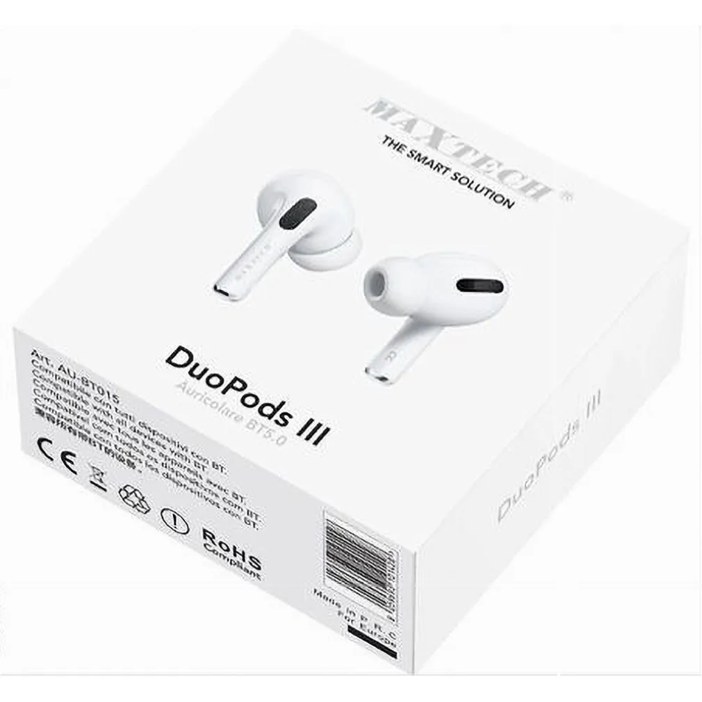 AURICOLARI BLUETOOTH CUFFIE DUO PODS III BT5.0 SENZA FILI SMARTPHONE AU-BT015