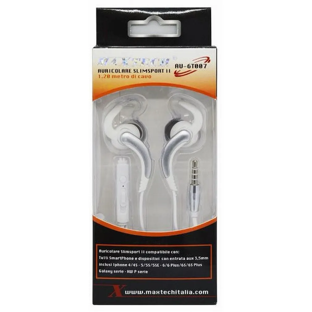 AURICOLARI CON CAVO 1.2MT CUFFIE AUX3.5MM ORECCHIO MICROFONO SMARTPHONE AU-6T007