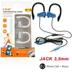 AURICOLARI CUFFIE ARCHETTO DS-209 MICROFONO SMARTPHONE MP3 SPORT CAVO JACK 3,5MM