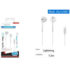 AURICOLARI CUFFIE CON CONNETTORE LIGHTNING PER IPHONE IPAD IPOD MAXTECH AU-LN01
