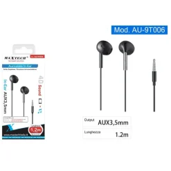 AURICOLARI CUFFIE IN-EAR CONNETTORE AUX 3,5MM CAVO DA 1,2 MT SMARTPHONE AU-9T006