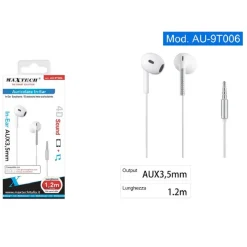 AURICOLARI CUFFIE IN-EAR CONNETTORE AUX 3,5MM CAVO DA 1,2 MT SMARTPHONE AU-9T006