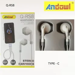 AURICOLARI CUFFIE IN-EAR STEREO VIVAVOCE CON PRESA TYPE-C PER SMARTPHONE Q-RS8