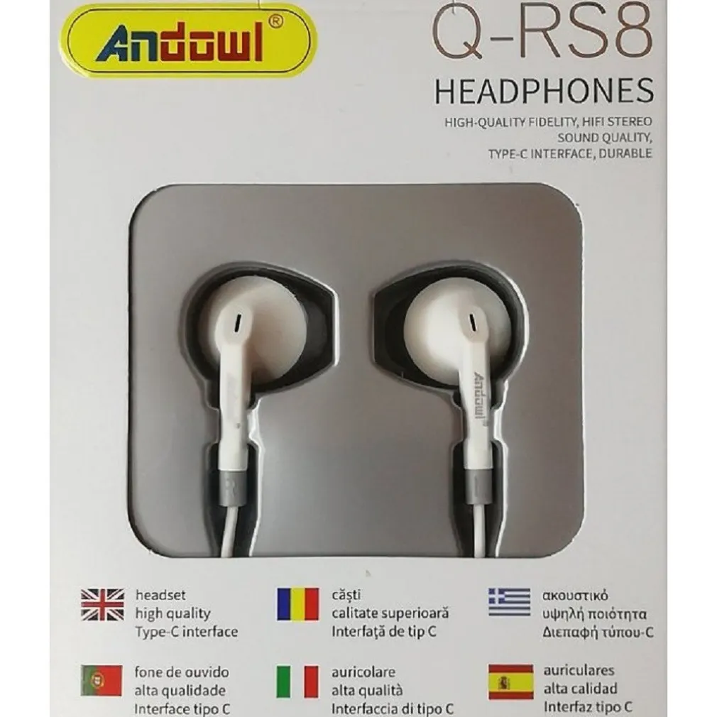 AURICOLARI CUFFIE IN-EAR STEREO VIVAVOCE CON PRESA TYPE-C PER SMARTPHONE Q-RS8