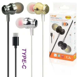 AURICOLARI IN METALLO STEREO CON MICROFONO FILO 1.2MT SMARTPHONE MP3 TYPE-C V9527