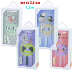 AURICOLARI STEREO CON MICROFONO JACK DA 3,5 MM FILO DA 1.2MT V9507 VARI COLORI