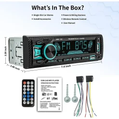 AUTORADIO BLUETOOTH 5.1 VIVAVOCE 1 DIN AUX MP3 2 USB AM FM DISPLAY LCD 1801 24V