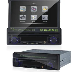 AUTORADIO DVD STEREO 1 DIN DISPLAY SCOMPARSA 7.5 RADIO MP3 AUX USB SD AV