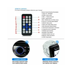 AUTORADIO LETTORE MP3 CA001B SISTEMA AUDIO AUTO UNIVERSALE 1 DIN BLUETOOTH AUX