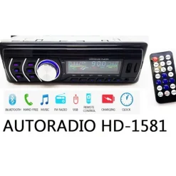 AUTORADIO STEREO BLUETOOTH FM AUTO MP3 USB SD CARD AUX RADIO CON TELECOMANDO