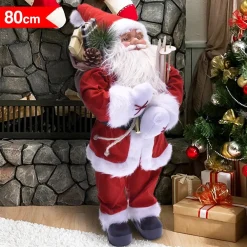 BABBO NATALE CLASSICO 80CM IN PLASTICA VESTITI IN TESSUTO DECORAZIONE NATALIZIA