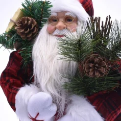 BABBO NATALE ELEGANTE 80CM IN PLASTICA VESTITI IN TESSUTO DECORAZIONE NATALIZIA