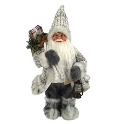 BABBO NATALE NORDICO 30 CM CON VESTITI IN LANA E PELUCHE DECORAZIONI NATALIZIE