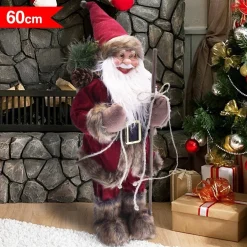 BABBO NATALE NORDICO 60CM IN PLASTICA VESTITI IN TESSUTO DECORAZIONE NATALIZIA