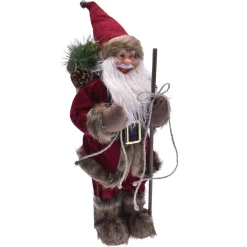BABBO NATALE NORDICO 80CM IN PLASTICA VESTITI IN TESSUTO DECORAZIONE NATALIZIA