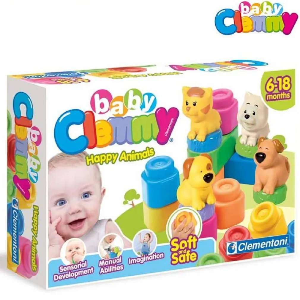 BABY CLEMMY HAPPY ANIMALS GIOCATTOLI PER L'INFANZIA MATTONCINI COLORATI ANIMALI