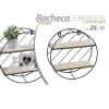 BACHECA IN METALLO ROTONDA DA PARETE CON MENSOLE IN LEGNO 25 X 10 CM NERO 832161
