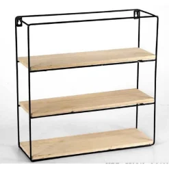 BACHECA PARETE IN METALLO SCAFFALE MENSOLE IN LEGNO LIBRERIA 40X12X40CM 773563
