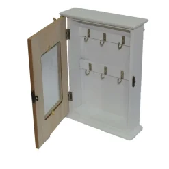 BACHECA PORTACHIAVI IN LEGNO 6 GANCI IN METALLO DESIGN CUORE CON FIOCCHETTO IN CANAPA