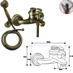 BAGNO MISCELATORE ESTERNO DOCCIA A PARETE DOCCETTA OTTONE RUBINETTO VINTAGE