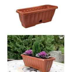 BALCONETTA FIORIERA RETTANGOLARE 40X17X20 CM VASO IN PLASTICA CASSETTA SOTTOVASO