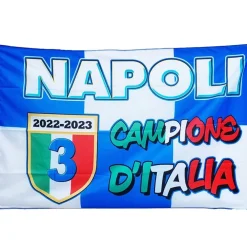 BANDIERA CELEBRATIVA DELLA FESTA TERZO SCUDETTO CALCIO NAPOLI CAMPIONE D'ITALIA