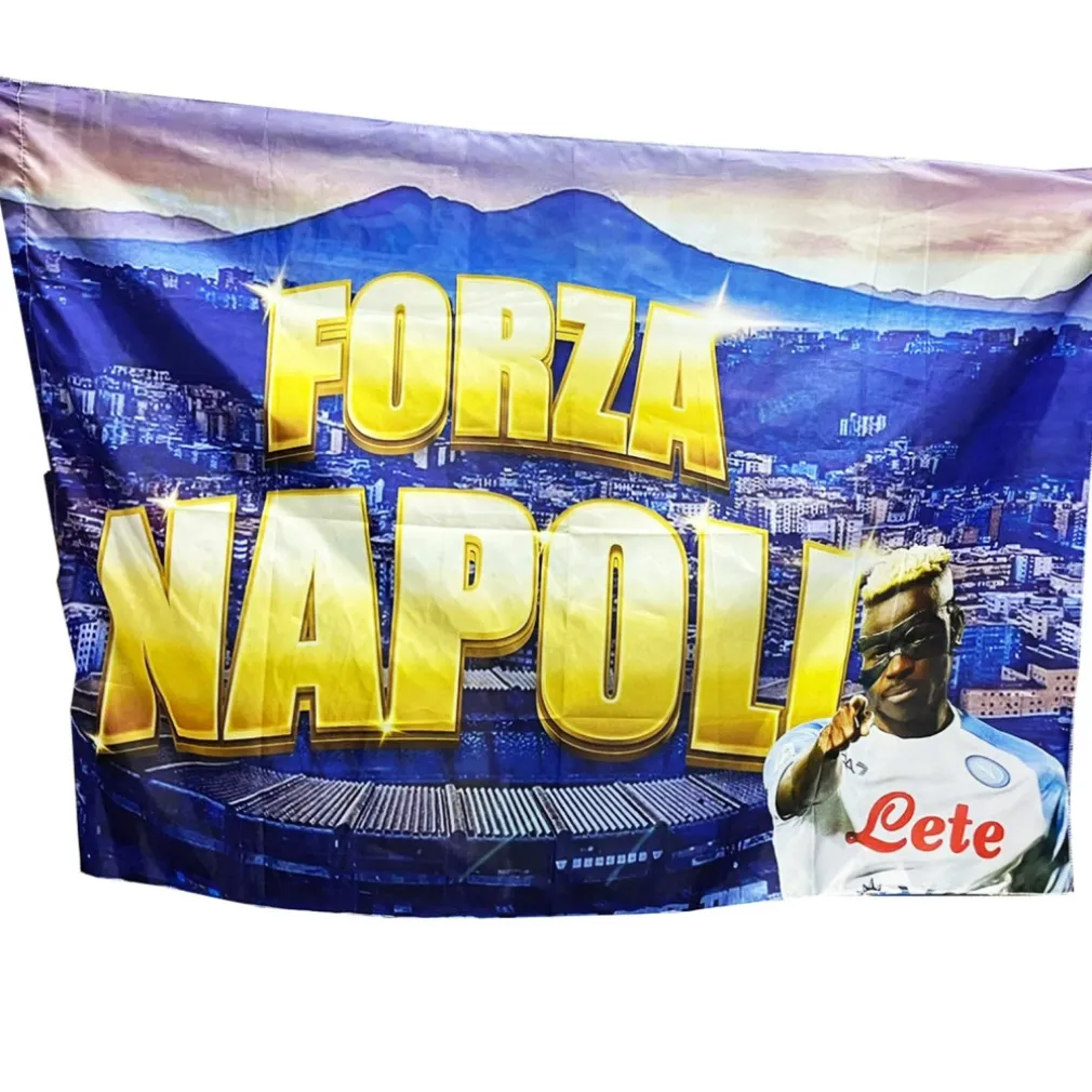 BANDIERA FORZA NAPOLI 3 SCUDETTO VICTOR OSIMHEN VESUVIO CAMPIONE ITALIA 90x140CM