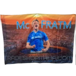 BANDIERA FORZA NAPOLI CALCIO MC FRATM CAMPIONE D'ITALIA FESTA QUARTO SCUDETTO