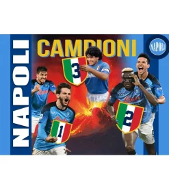 BANDIERA FORZA NAPOLI FESTA TERZO SCUDETTO CAMPIONI MARADONA OSIMHEN 90x140 CM