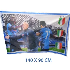 BANDIERA FORZA NAPOLI FESTA 3 SCUDETTO SPALLETTI OSIMHEN CAMPIONI 90x140 CM