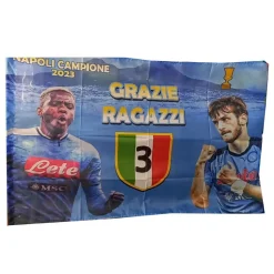 BANDIERA FORZA NAPOLI FESTA 3 SCUDETTO KVARATSKHELIA OSIMHEN CAMPIONI 90x140 CM