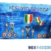 BANDIERA FORZA NAPOLI FESTA 3 SCUDETTO VESUVIO ERUTTA COPPE TROFEI 90x140CM