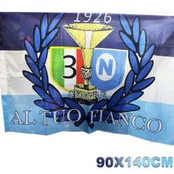 BANDIERA FORZA NAPOLI FESTA 3 SCUDETTO SEMPRE AL TUO FIANCO 1926 COPPA 90x140CM