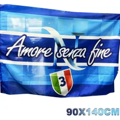 BANDIERA FORZA NAPOLI FESTA 3 SCUDETTO AMORE SENZA FINE CAMPIONE 90x140CM