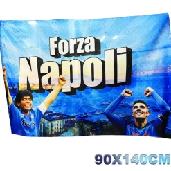BANDIERA FORZA NAPOLI FESTA 3 SCUDETTO DIEGO ARMANDO MARADONA DILORENZO 90x140CM