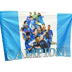 BANDIERA FORZA NAPOLI FESTA 3 SCUDETTO SQUADRA AZZURRI CAMPIONE D'ITALIA 90x140